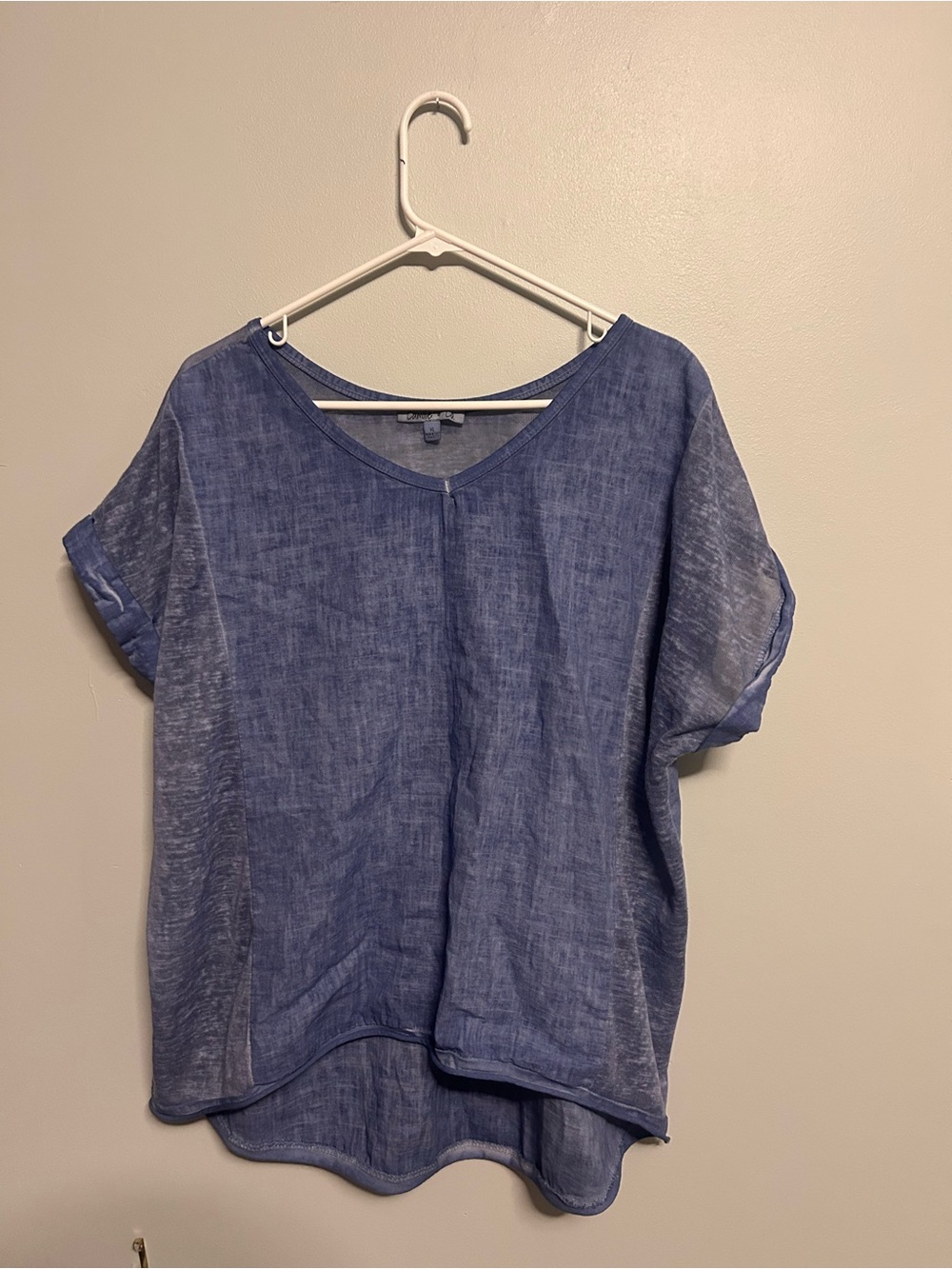 Relaxed Blue V-Neck Short Sleeve Women’s Top
